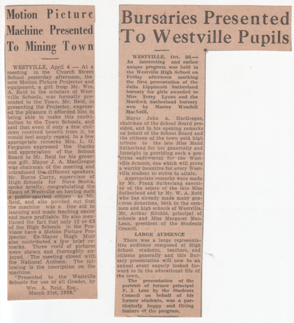 W.A. Reid, Newspaper Clippings 1939
